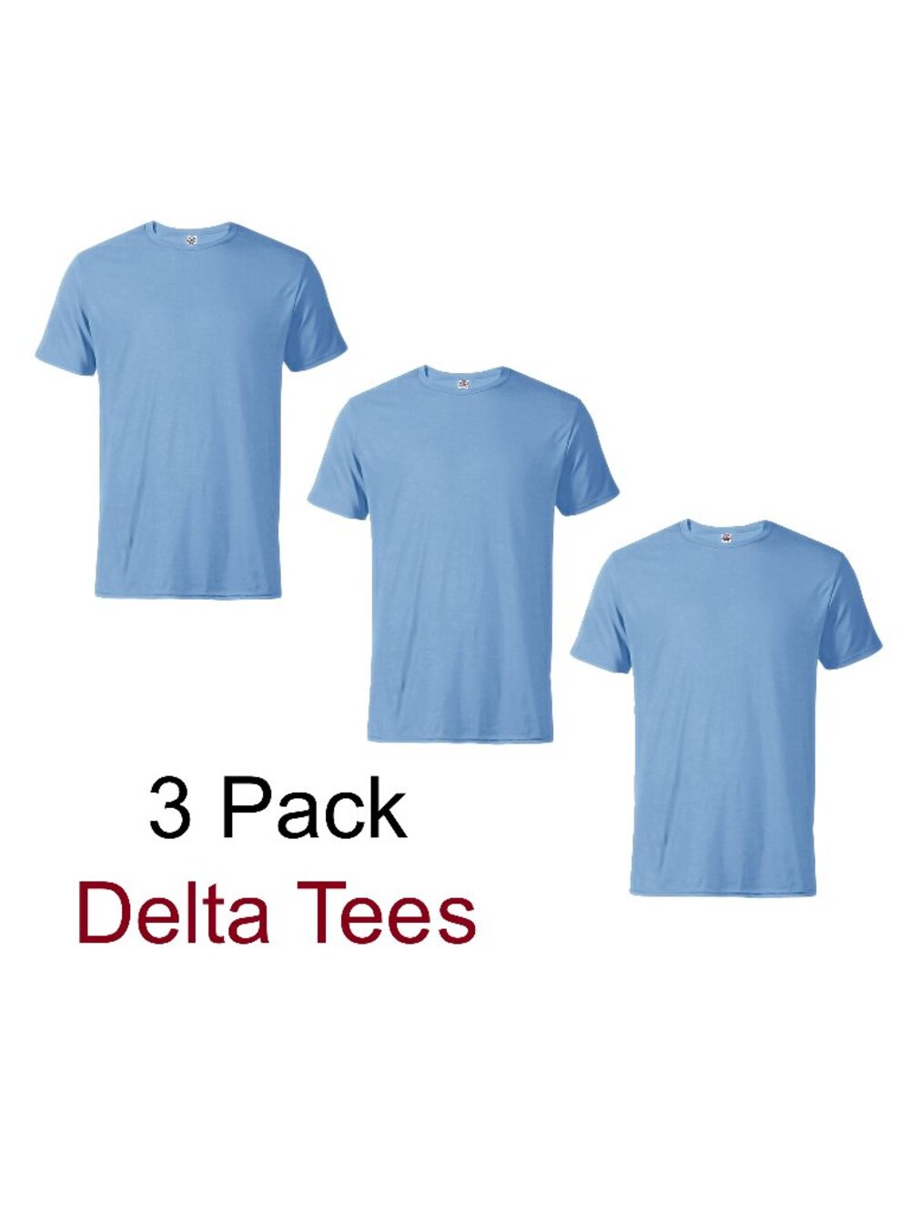 3-Pack Men's Delta Ringspun - Sky Blue - Medium